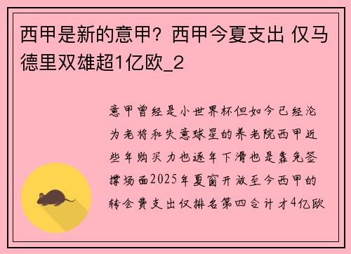 西甲是新的意甲?西甲今夏支出 仅马德里双雄超1亿欧_2 西甲是新的意甲?西甲今夏支出 仅马德里双雄超1亿欧_2